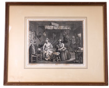 William Hogarth Engraving "A Harlot's Progress"