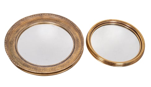 Circular Decorative Gold Painted Mirrors (2 Pc.)