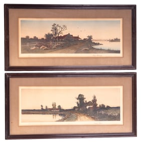 Early Landscape Hand Colored Engravings (2 Pc.)