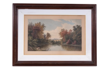 Antique Chromolithograph Landscape