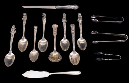 Collector Spoons, Tongs, Sterling