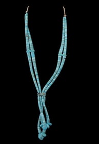 Native American Graduated Turquoise Disk Necklace