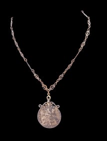 17th C Venice Lion of St. Mark Coin Necklace