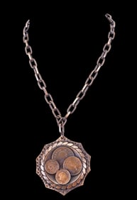 Mid-Century Copper Coin Necklace