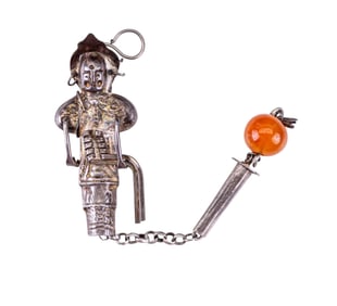 Antique Chinese Chatelaine Silver Charm Pendant