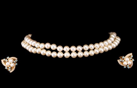 Richleau Designer Pearl Necklace and Earring Set