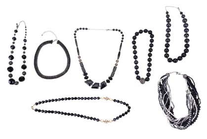 Black Bead Necklace Grouping (7)