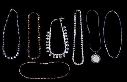 Hematite and Austrian Crystal Necklaces