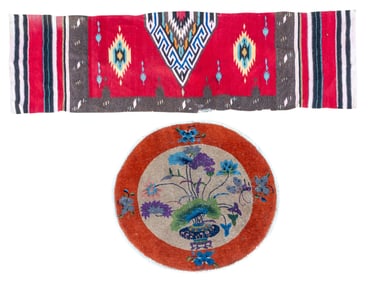 Chinese Round Rug + Native Am. Rug