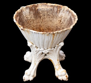 Antique Cast Iron Urn w/ 4 Claw Feet
