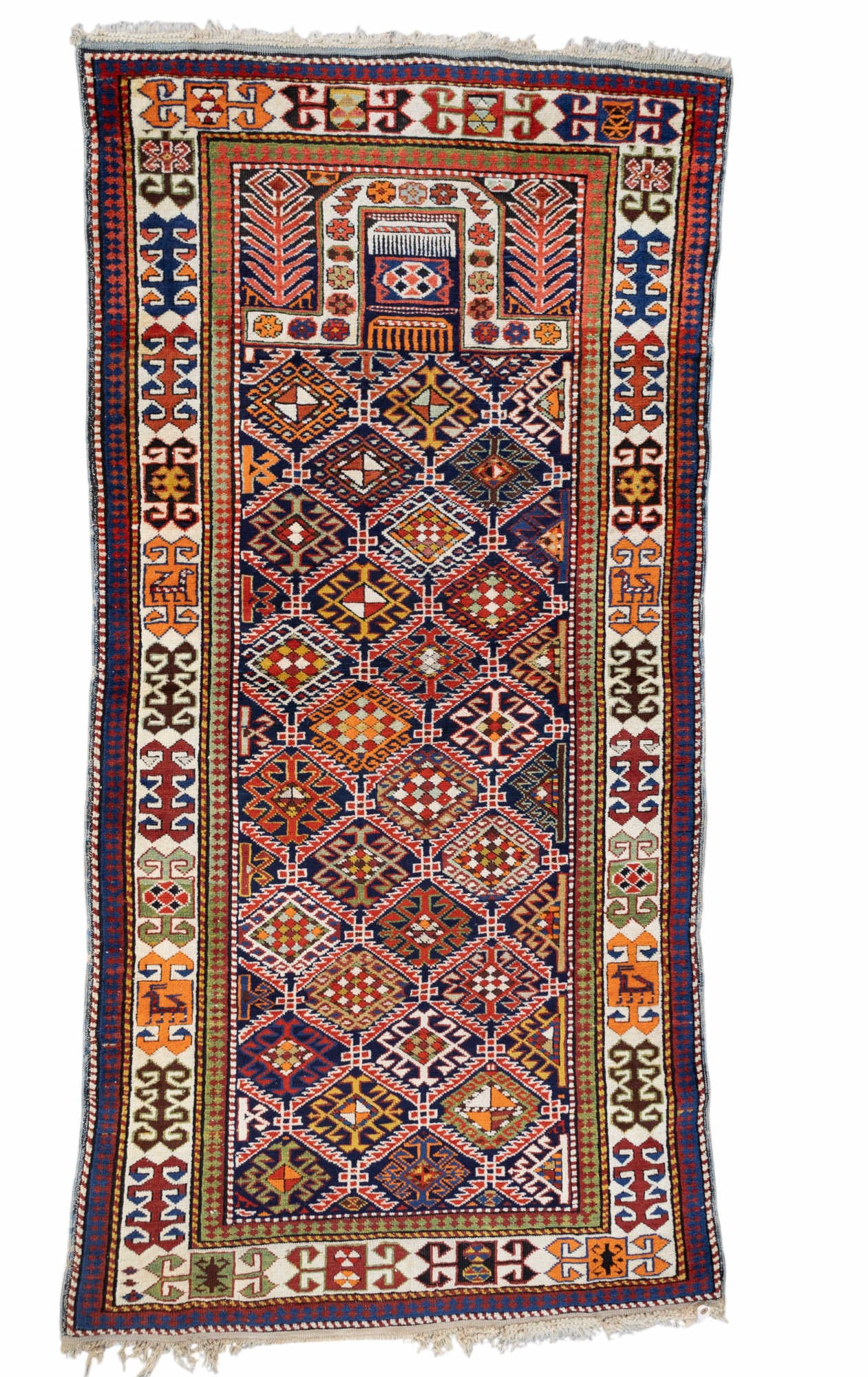 Shirvan Prayer Rug: A Shirvan prayer rug. Measures approx. 80" x 39".