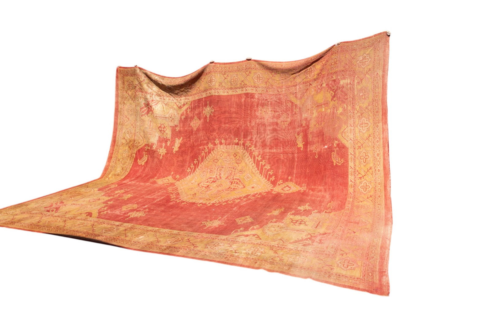 Oushak Antique Carpet >16.5'L: An Oushak antique carpet. Measures approx. 172" x 200". Palace sized rug.