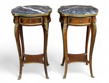 Marble Top & Brass French Stands