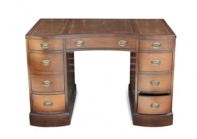 Slighlowry Furn. Co. Serpentine Mahogany Desk