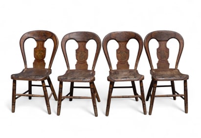 19C Balloon Back Painted Chairs (4)
