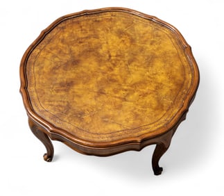 Designer Leather Top Accent Table