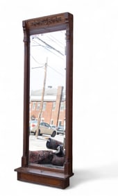 Carved Victorian Oak Hall Mirror