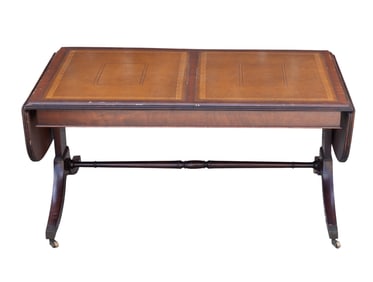 Leather Top Accent Table