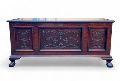 Mahogany Carved Claw-Foot Storage Chest
