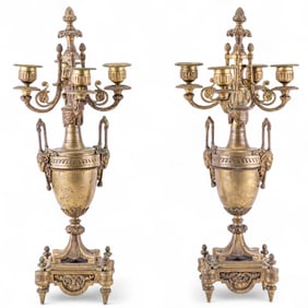 Louis XVI Revival Bronze Amphorae Candelabras