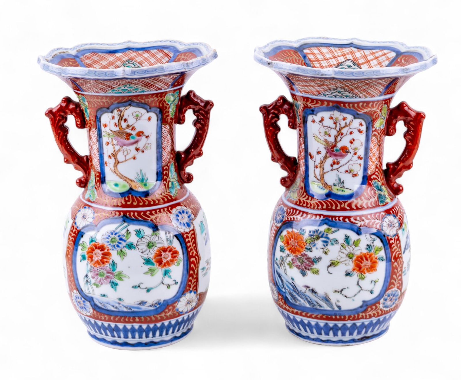 Zoshuntei Sanpo Kutani Imari Vase Pair (2 Pc.) (1 of 12)