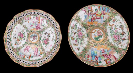 Chinese Rose Medallion Porcelain Plates
