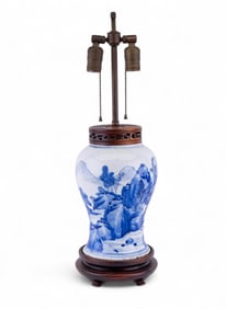 Chinese Kangxi Blue & White Vase/Lamp