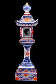 Japanese Imari Porcelain Pagoda-form Candlestick