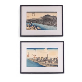 Framed Japanese Woodblocks Attr. Utagawa Hiroshige