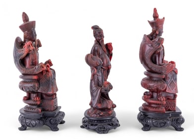 Faux Cinnabar Figural Sculptures
