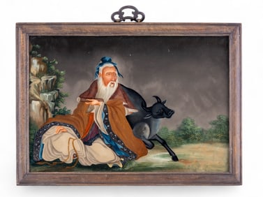 Chinese Framed Reverse Painted Glass Art