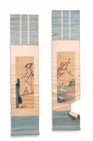 Hand Painted Japanese Silk Scrolls (2)