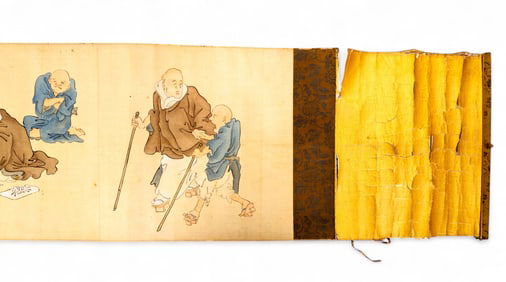 Japanese Monumental Hand Painted Silk Scroll