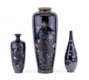 3 Japanese Cloisonne Vases