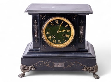 Antique Bernard Lyon Morlet Slate Mantle Clock