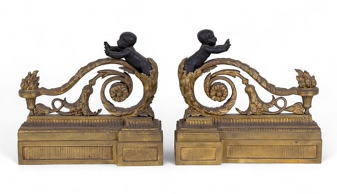 Bronze Figural Fireplace Chenets