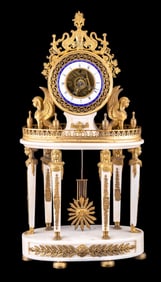 French Egyptian Revival Marble Mantle Clock