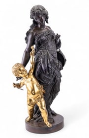 Bronze Figural Statue of Woman and Child