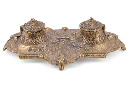 Continental Brass Double Inkwell