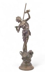 Art Nouveau Bronzed Dionysus Lamp