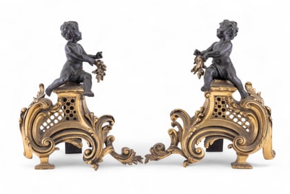 Bronze Figural Fireplace Chenets