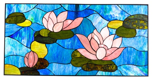 Contemporary Stained and Slag Glass Panel