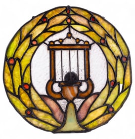 Antique Stained Glass Circular Panel