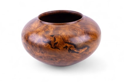 Tom Laser Signed Turned Wood Vase