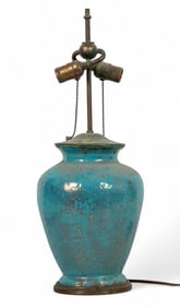 Galloway Blue Iridescent Factory Lamp c 1920s