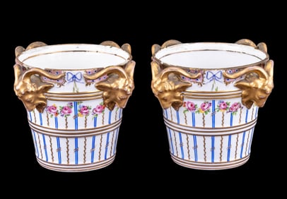 Royal Vienna Hand Painted Porcelain Planters (2)