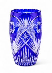 Cut to Clear Cobalt Crystal Vase
