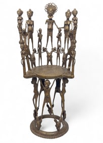 Benin Bronze Tikku / Figural Throne Chair