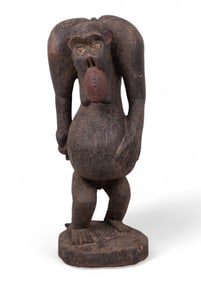 Cameroon Bulu Tribe Carved Monkey, Mid Century