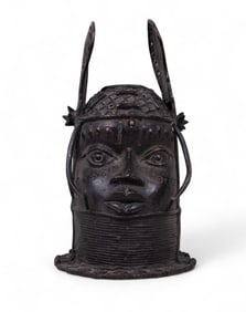 Benin Bronze Oba Bust with Wings